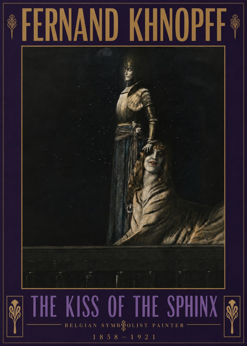 Fernand Khnopff The Kiss of the Sphinx No6 - Affiche