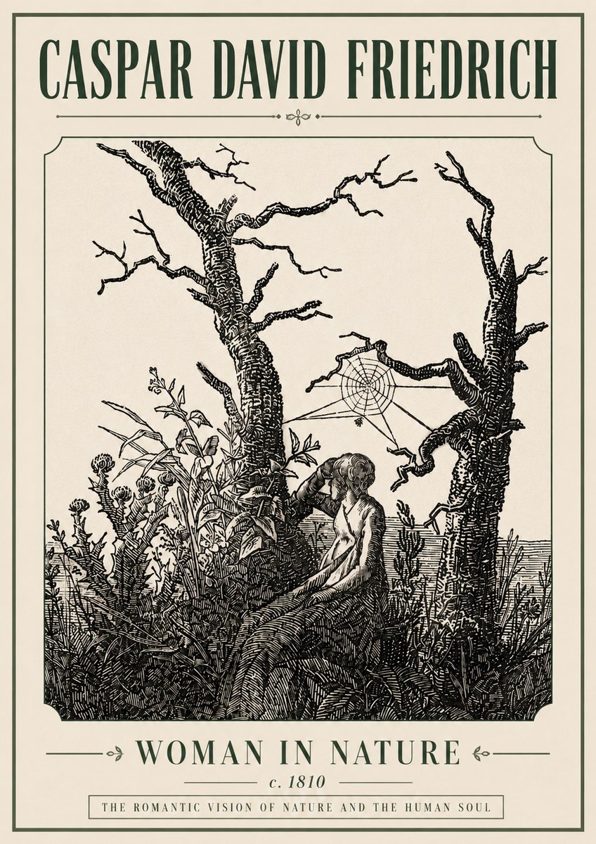 Caspar David Friedrich Woman in Nature No6 - Affiche