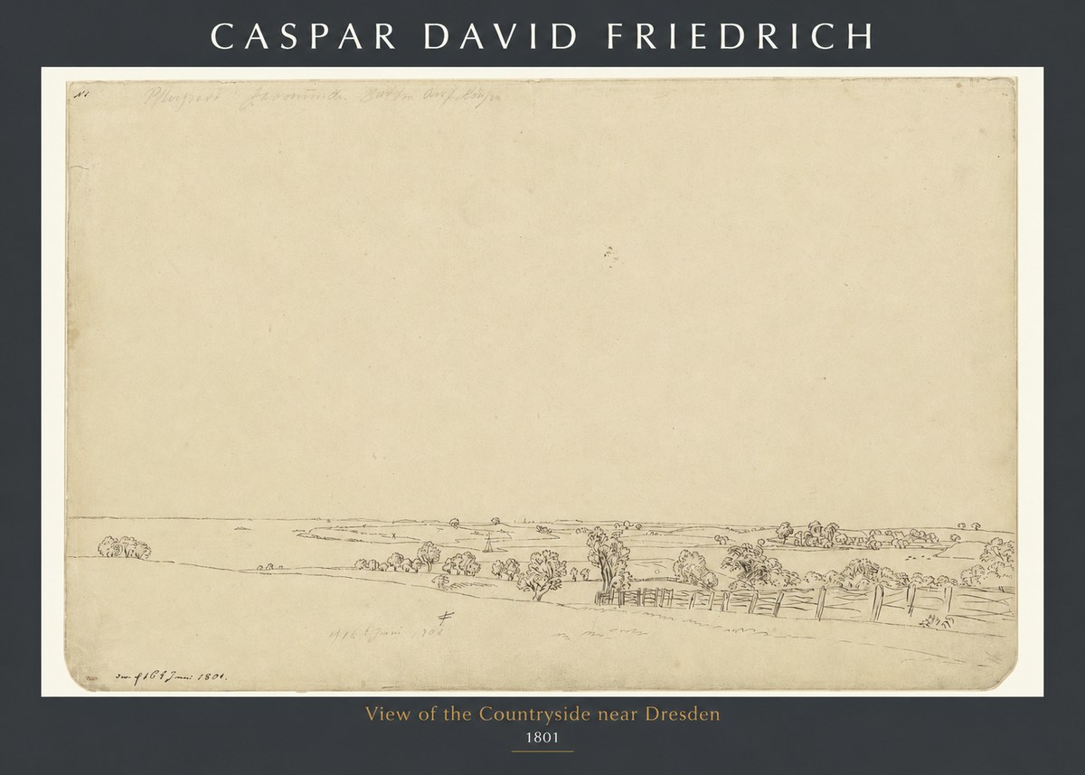 Caspar David Friedrich View of the Countryside Near Dresden No1 - Affiche