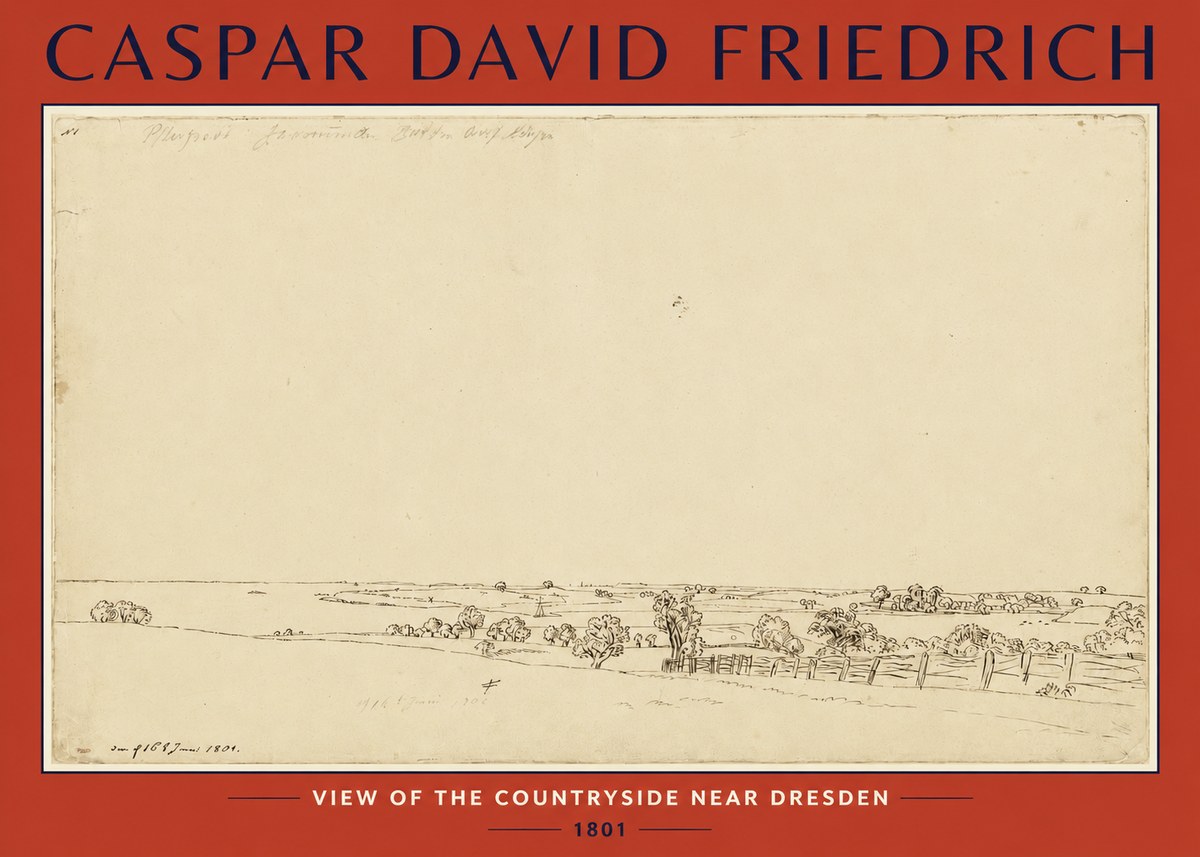 Caspar David Friedrich View of the Countryside Near Dresden No2 - Affiche