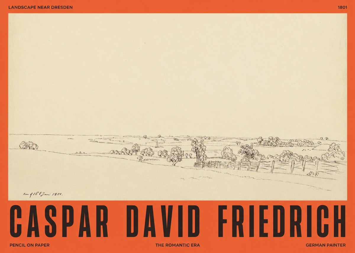 Caspar David Friedrich View of the Countryside Near Dresden No4 - Affiche