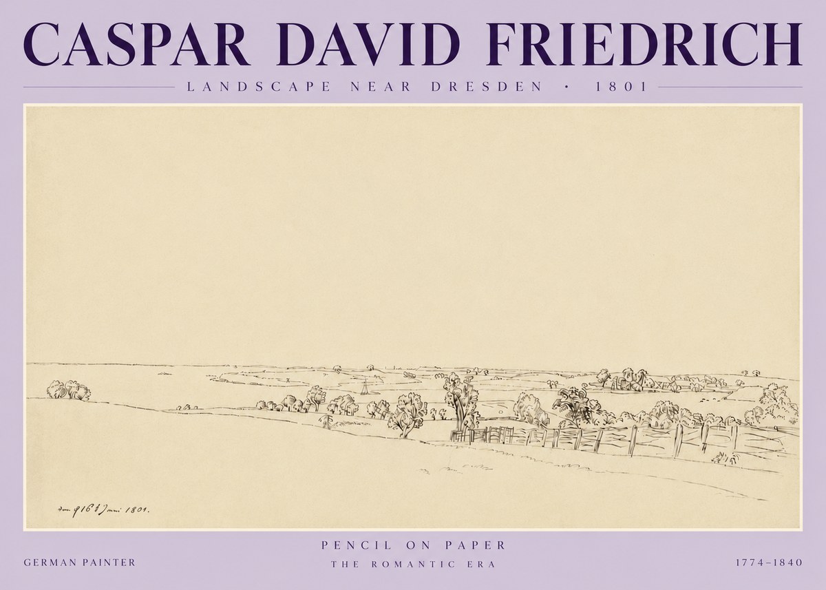 Caspar David Friedrich View of the Countryside Near Dresden No6 - Affiche