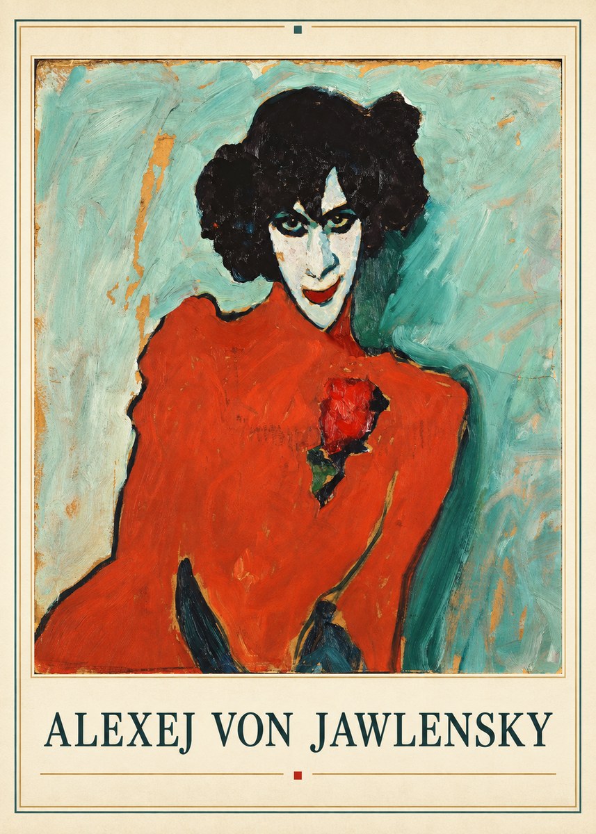 Alexej von Jawlensky Woman with Red Rose No4 - Affiche