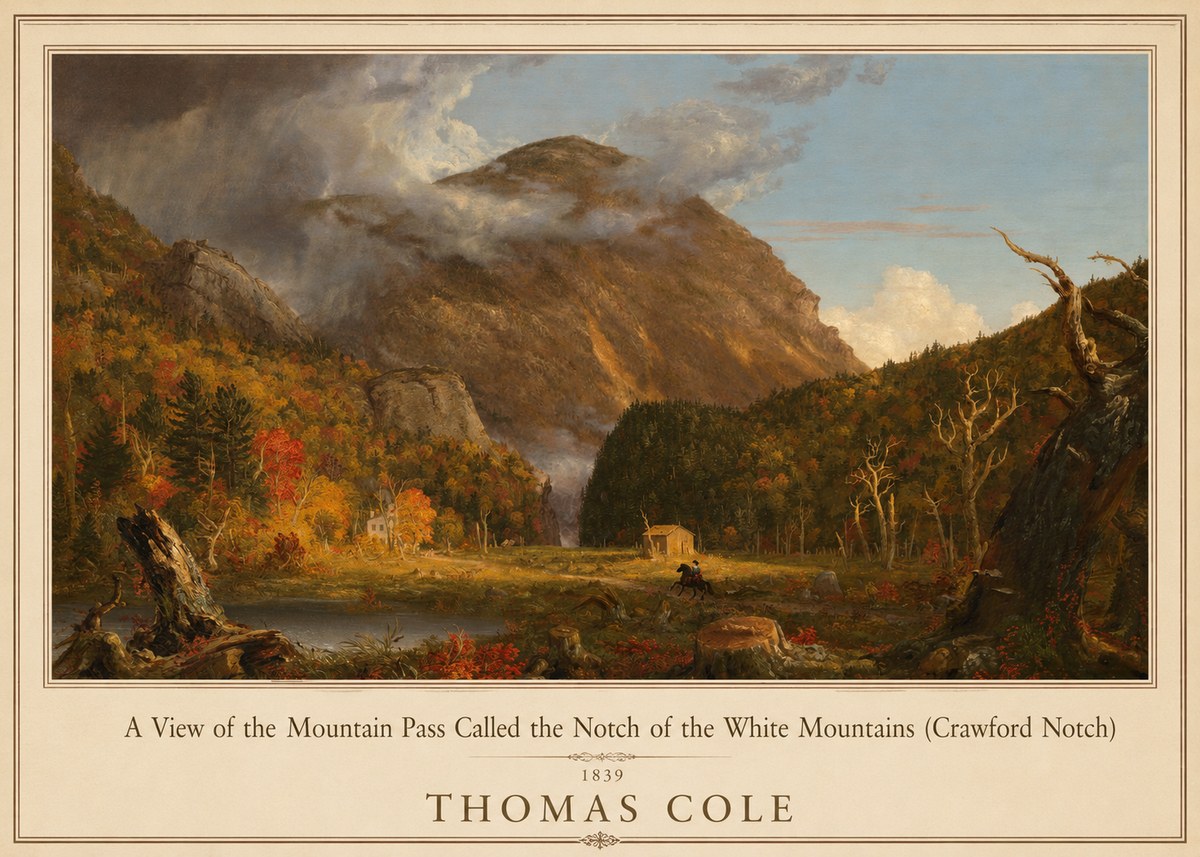 Thomas Cole A View of the Mountain Pass Called the Notch of the White Mountains (Crawford Notch) I No1 - Affiche