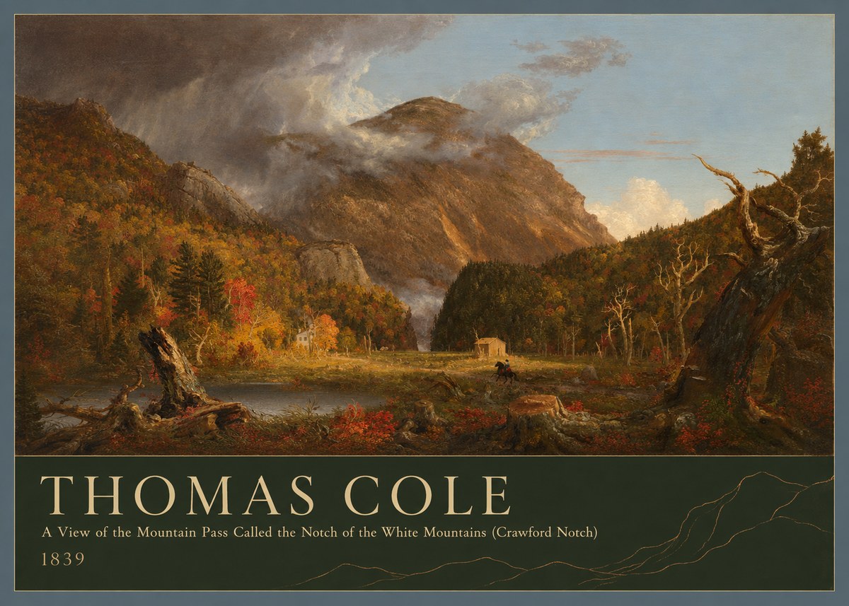Thomas Cole A View of the Mountain Pass Called the Notch of the White Mountains (Crawford Notch) I No3 - Affiche