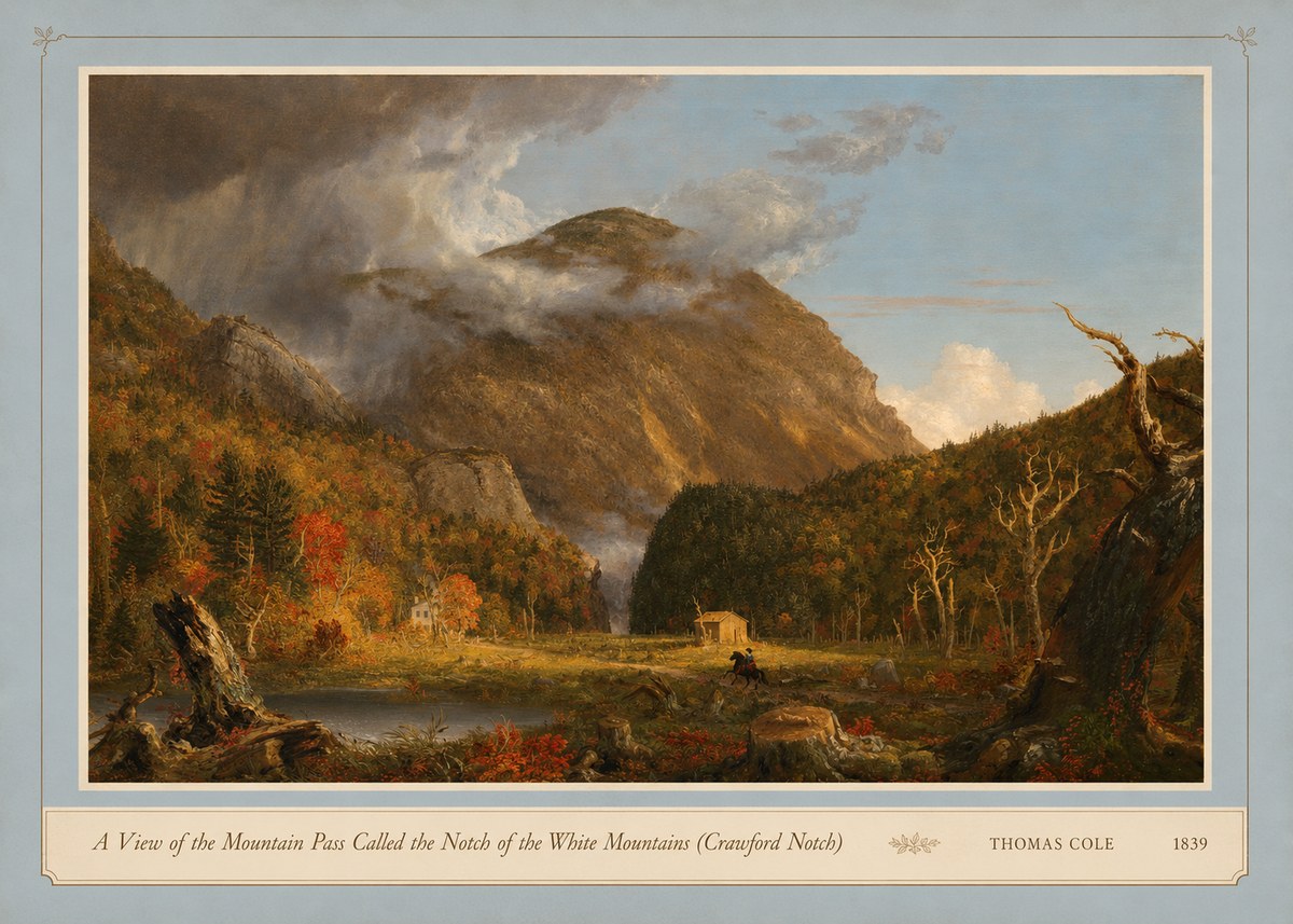 Thomas Cole A View of the Mountain Pass Called the Notch of the White Mountains (Crawford Notch) I No4 - Affiche