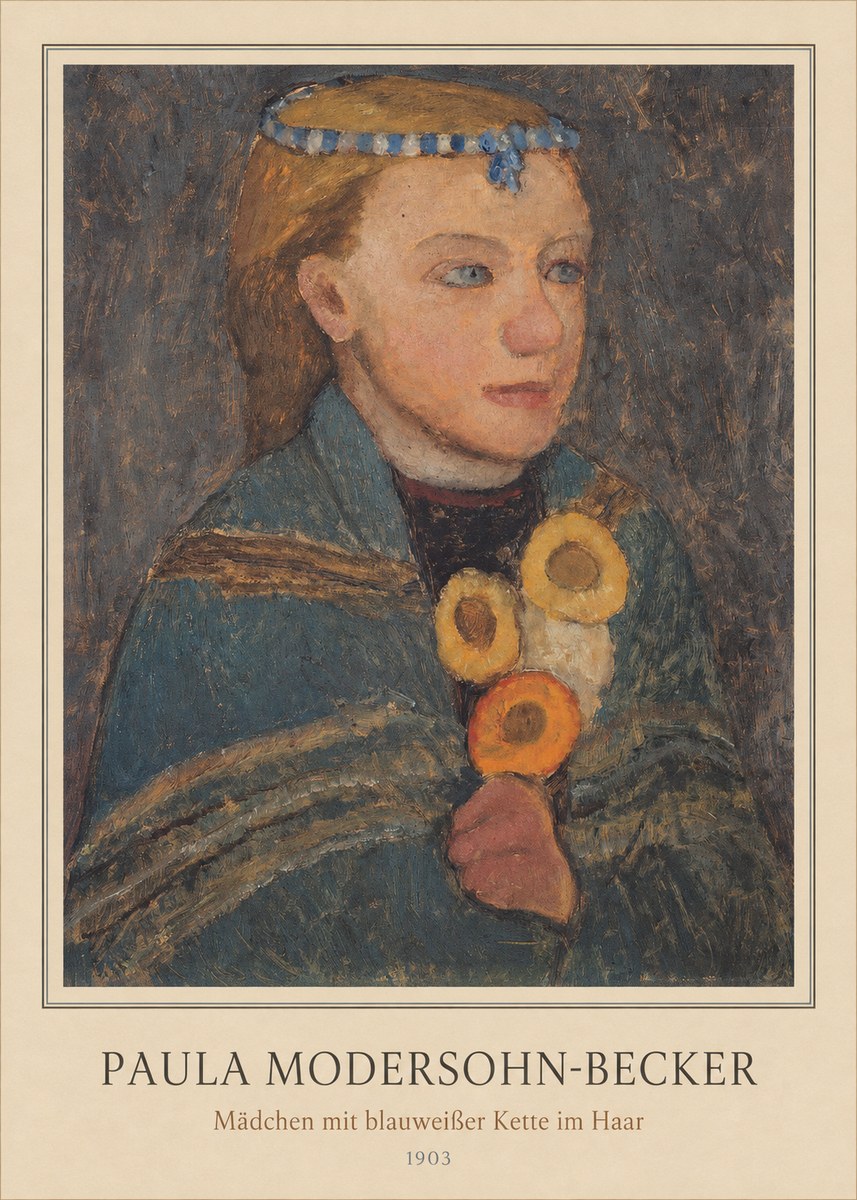 Paula Modersohn-Becker Mädchen Mit Blauweißer Kette Im Haar No3 - Affiche