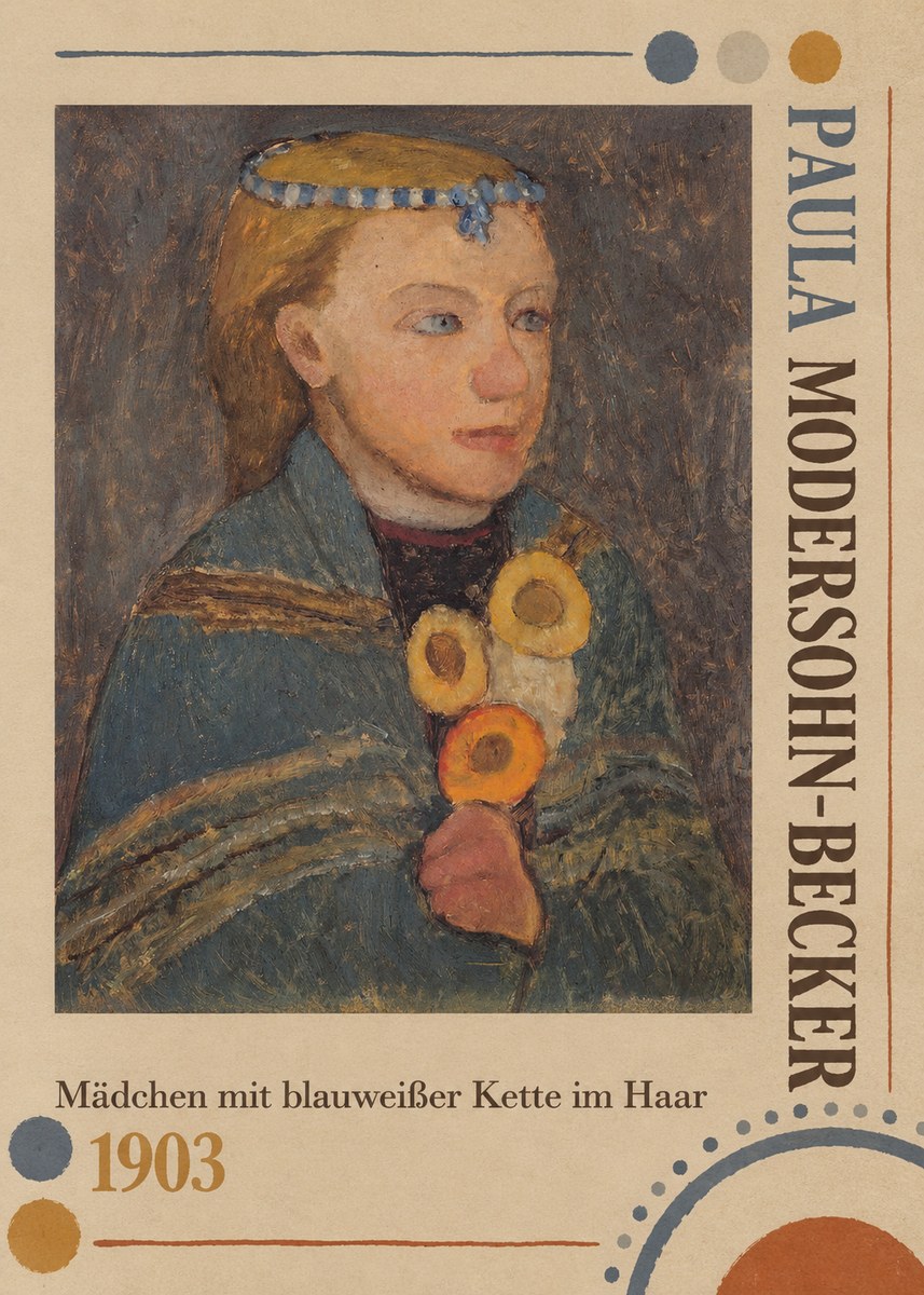 Paula Modersohn-Becker Mädchen Mit Blauweißer Kette Im Haar No4 - Affiche