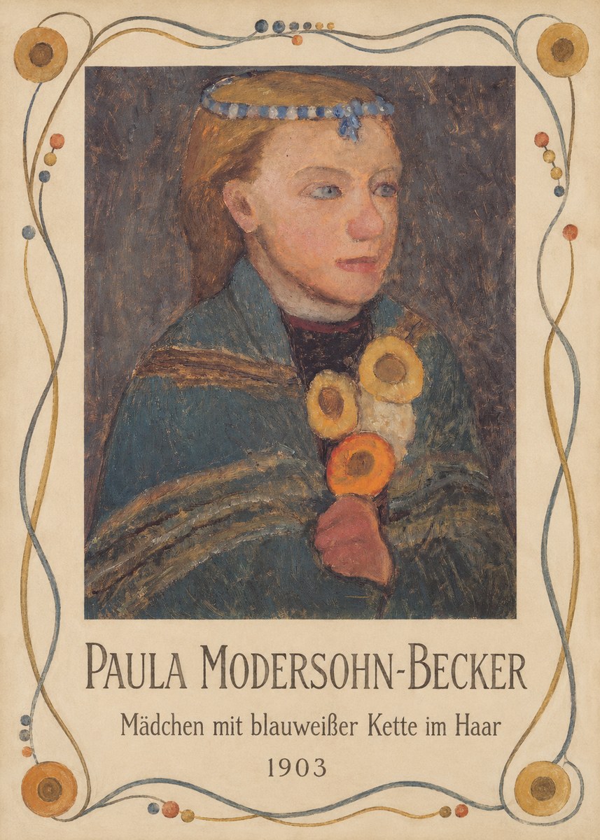 Paula Modersohn-Becker Mädchen Mit Blauweißer Kette Im Haar No5 - Affiche