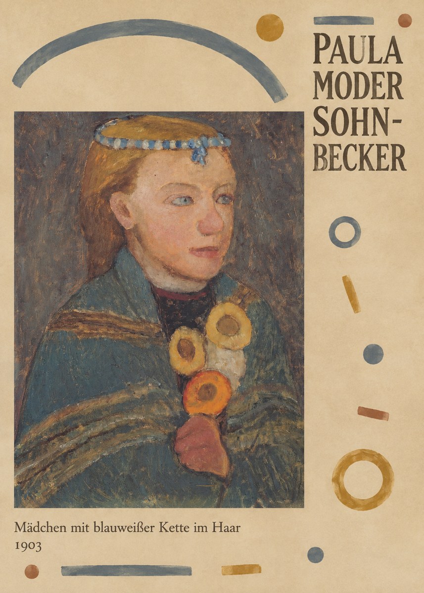 Paula Modersohn-Becker Mädchen Mit Blauweißer Kette Im Haar No6 - Affiche