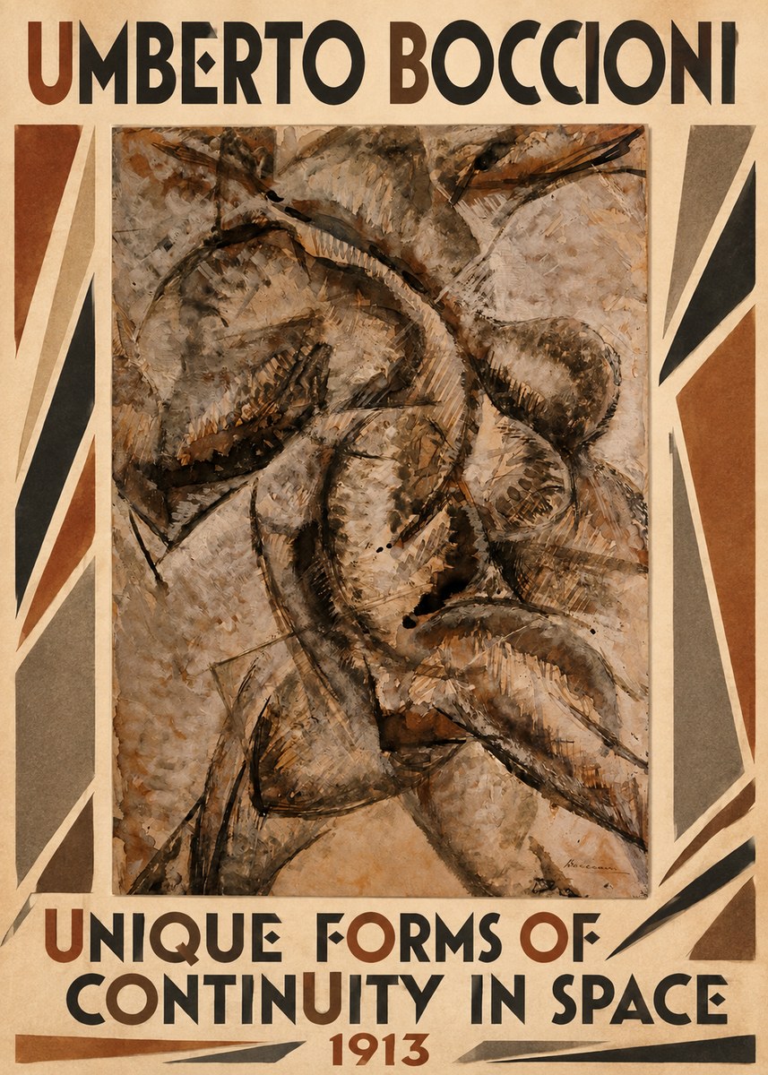 Umberto Boccioni Unique Forms of Continuity in Space No1 - Affiche