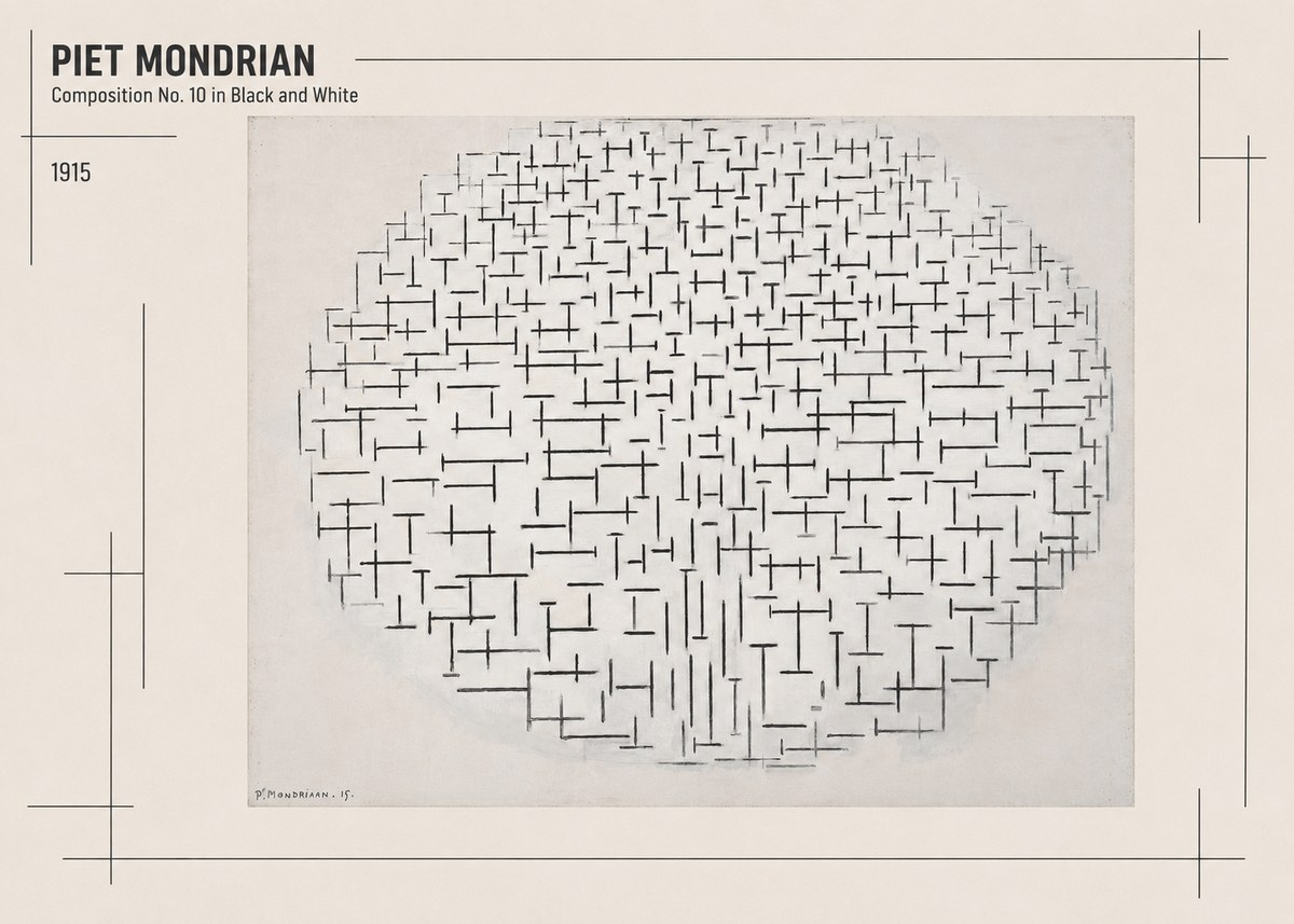 Piet Mondrian Composition 10 in Black and White No2 - Affiche