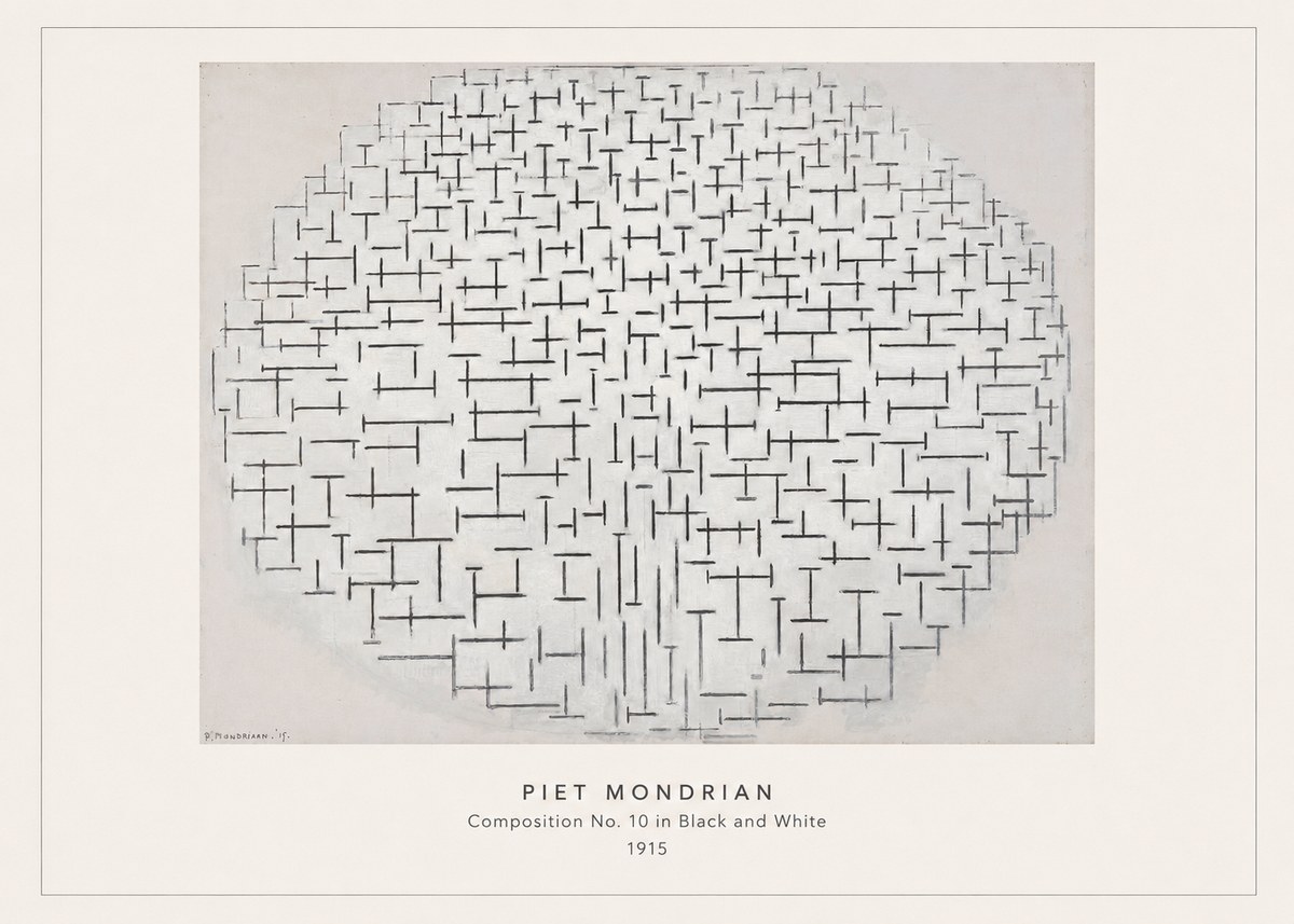 Piet Mondrian Composition 10 in Black and White No4 - Affiche