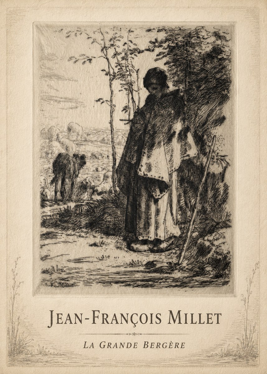 Jean-François Millet La Grande Bergère No3 - Affiche