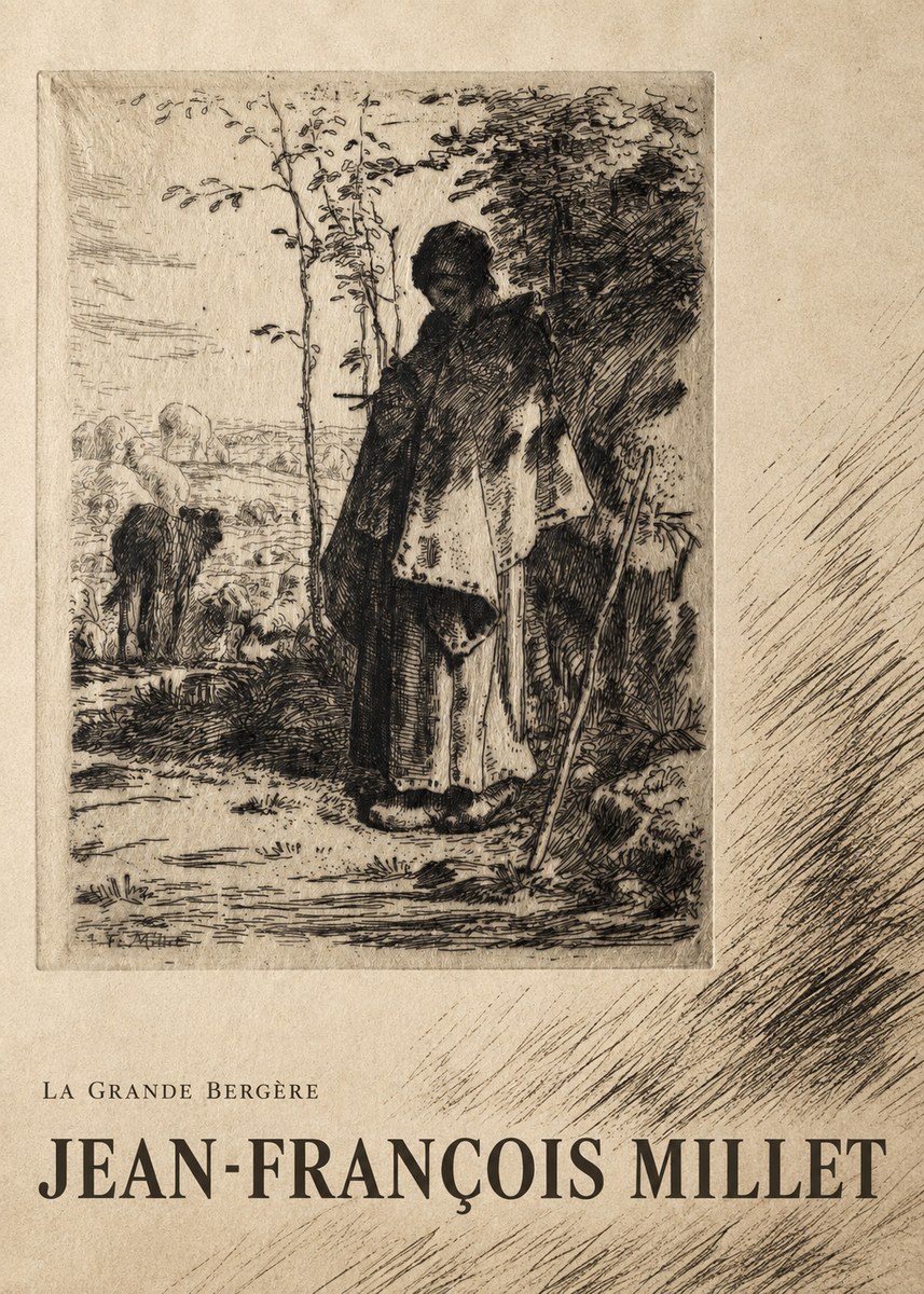 Jean-François Millet La Grande Bergère No4 - Affiche