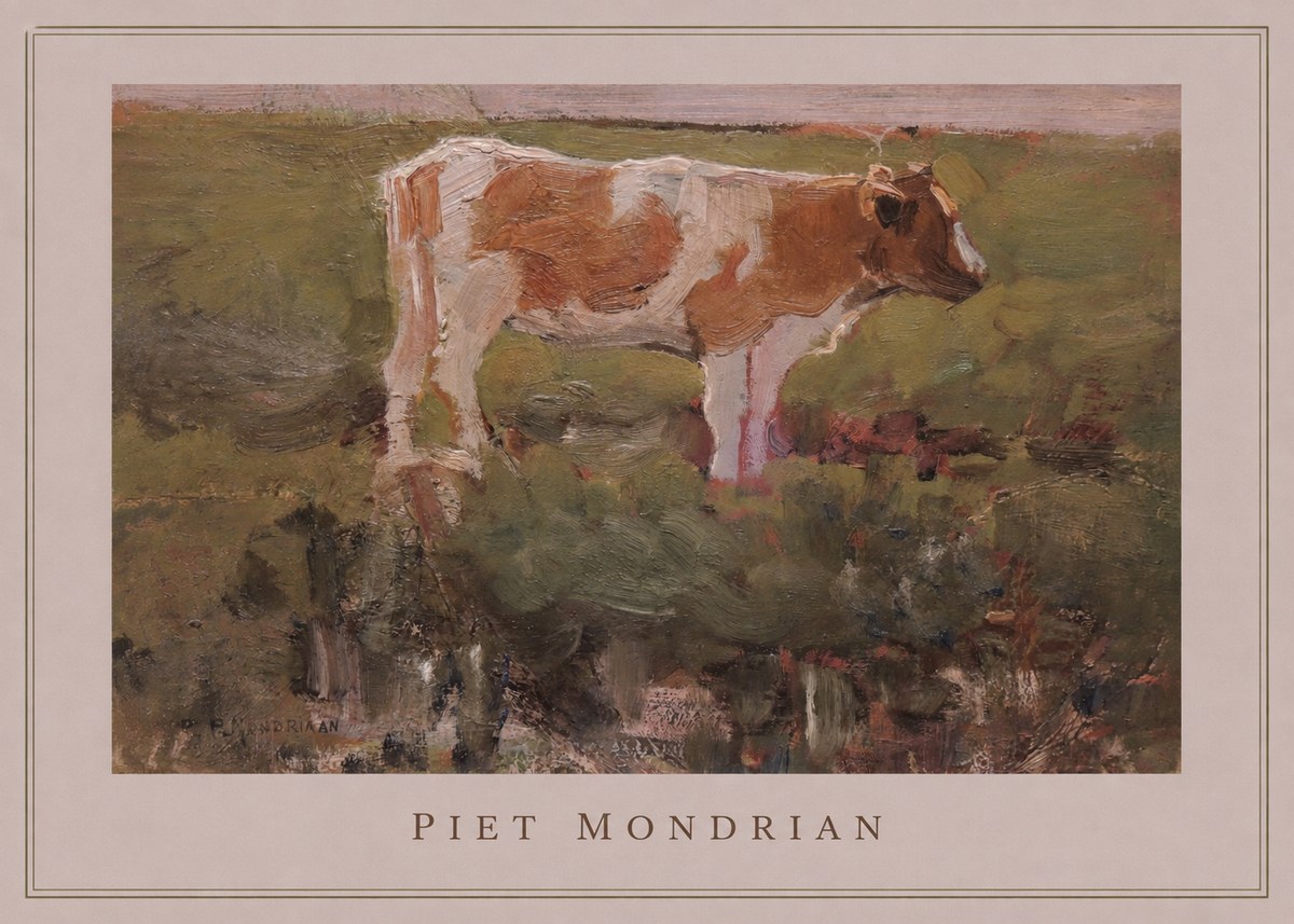 Piet Mondrian Cow No3 - Affiche