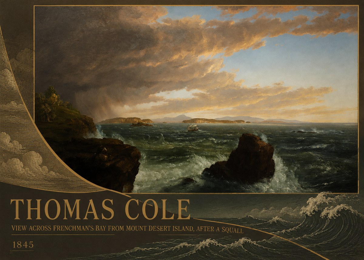 Thomas Cole View Across Frenchman's Bay from Mount Desert Island, After a Squall I No2 - Affiche