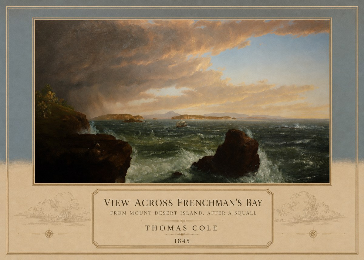 Thomas Cole View Across Frenchman's Bay from Mount Desert Island, After a Squall I No3 - Affiche