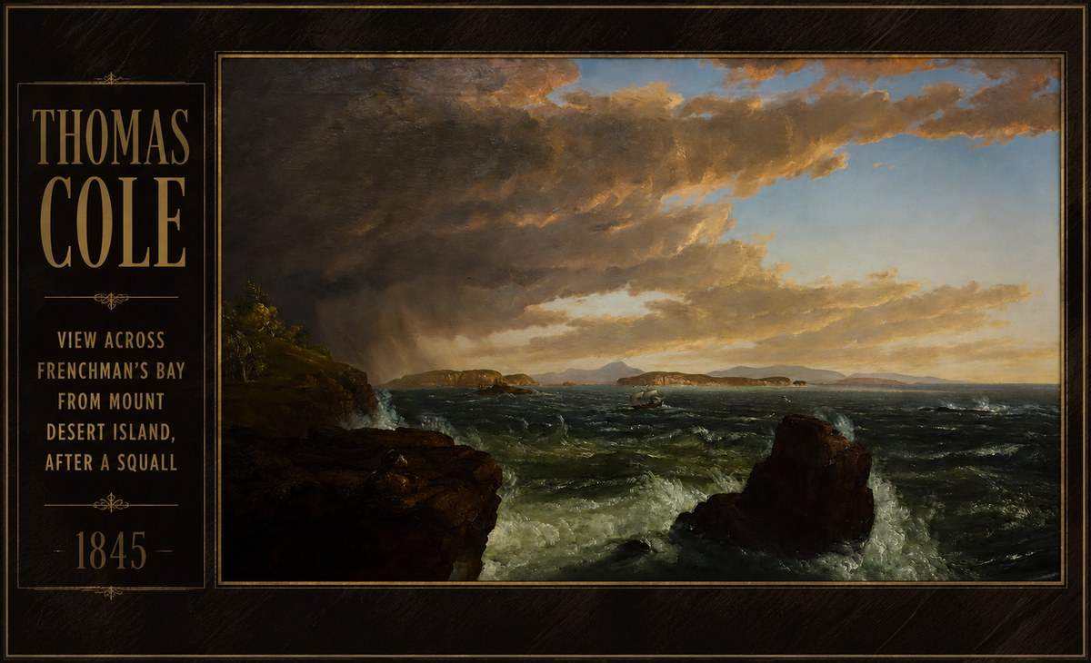 Thomas Cole View Across Frenchman's Bay from Mount Desert Island, After a Squall I No4 - Affiche