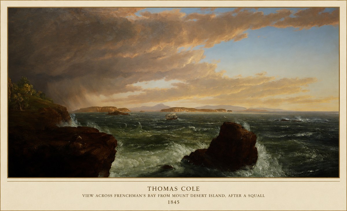 Thomas Cole View Across Frenchman's Bay from Mount Desert Island, After a Squall I No6 - Affiche
