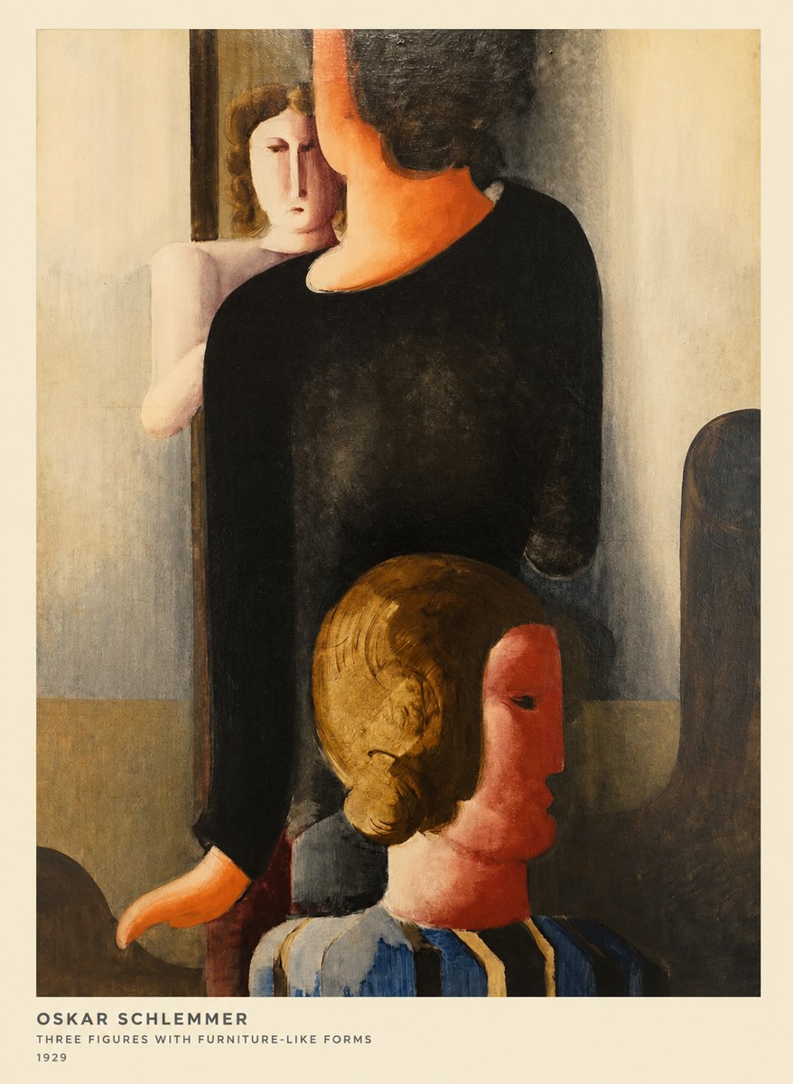 Oskar Schlemmer Three Figures with Furniture-like Forms No6 - Affiche