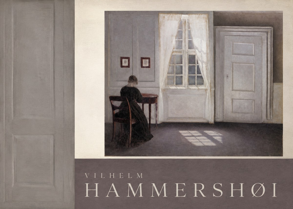 Vilhelm Hammershøi Interior with a Woman at a Table No6 - Affiche