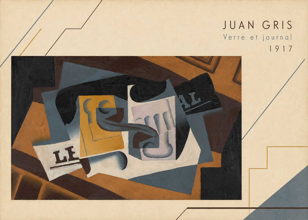 Juan Gris Verre Et Journal No3 - Affiche