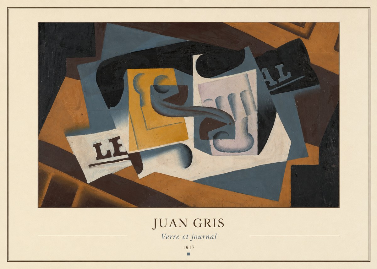 Juan Gris Verre Et Journal No4 - Affiche