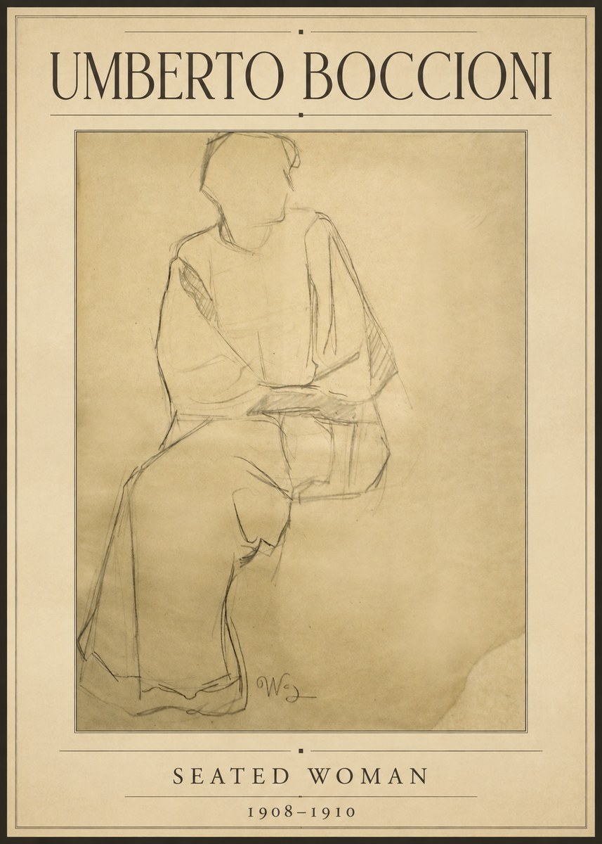 Umberto Boccioni Seated Woman No1 - Affiche