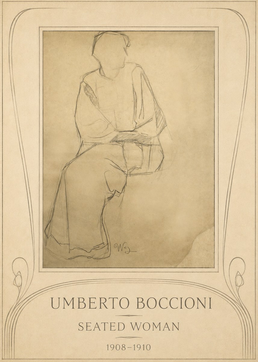 Umberto Boccioni Seated Woman No3 - Affiche
