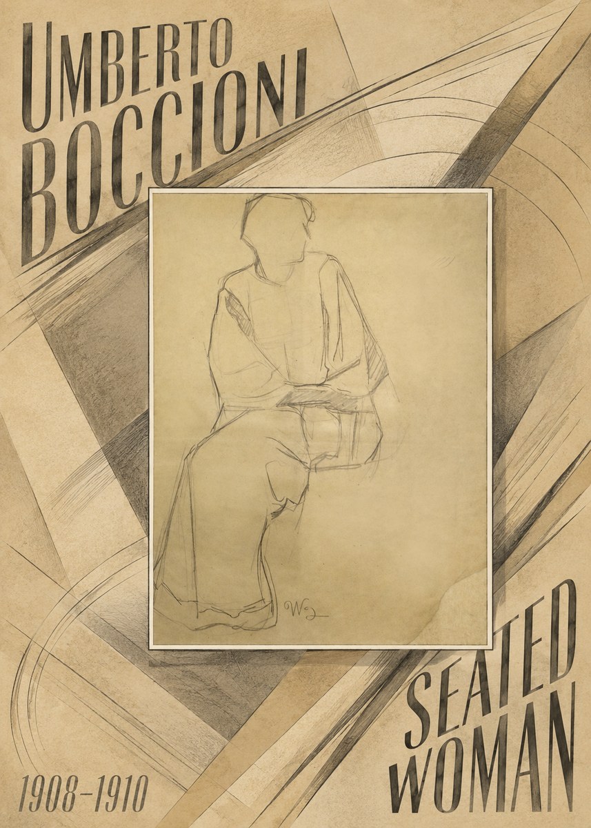 Umberto Boccioni Seated Woman No6 - Affiche