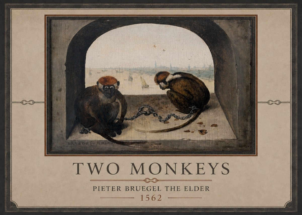 Pieter Bruegel Two Monkeys II No1 - Affiche