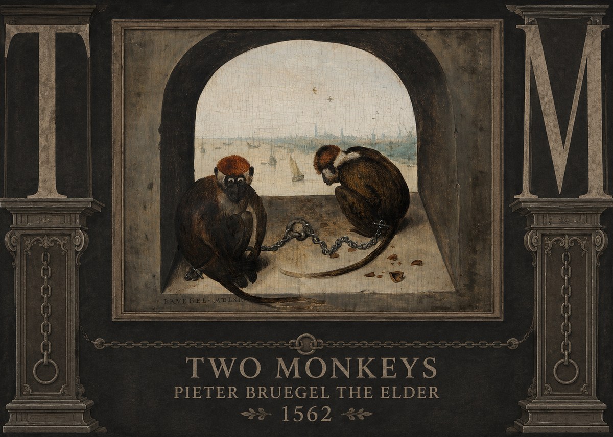Pieter Bruegel Two Monkeys II No6 - Affiche