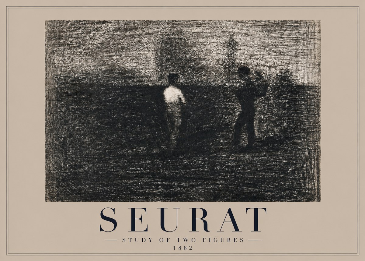 Seurat Study of Two Figures No2 - Affiche