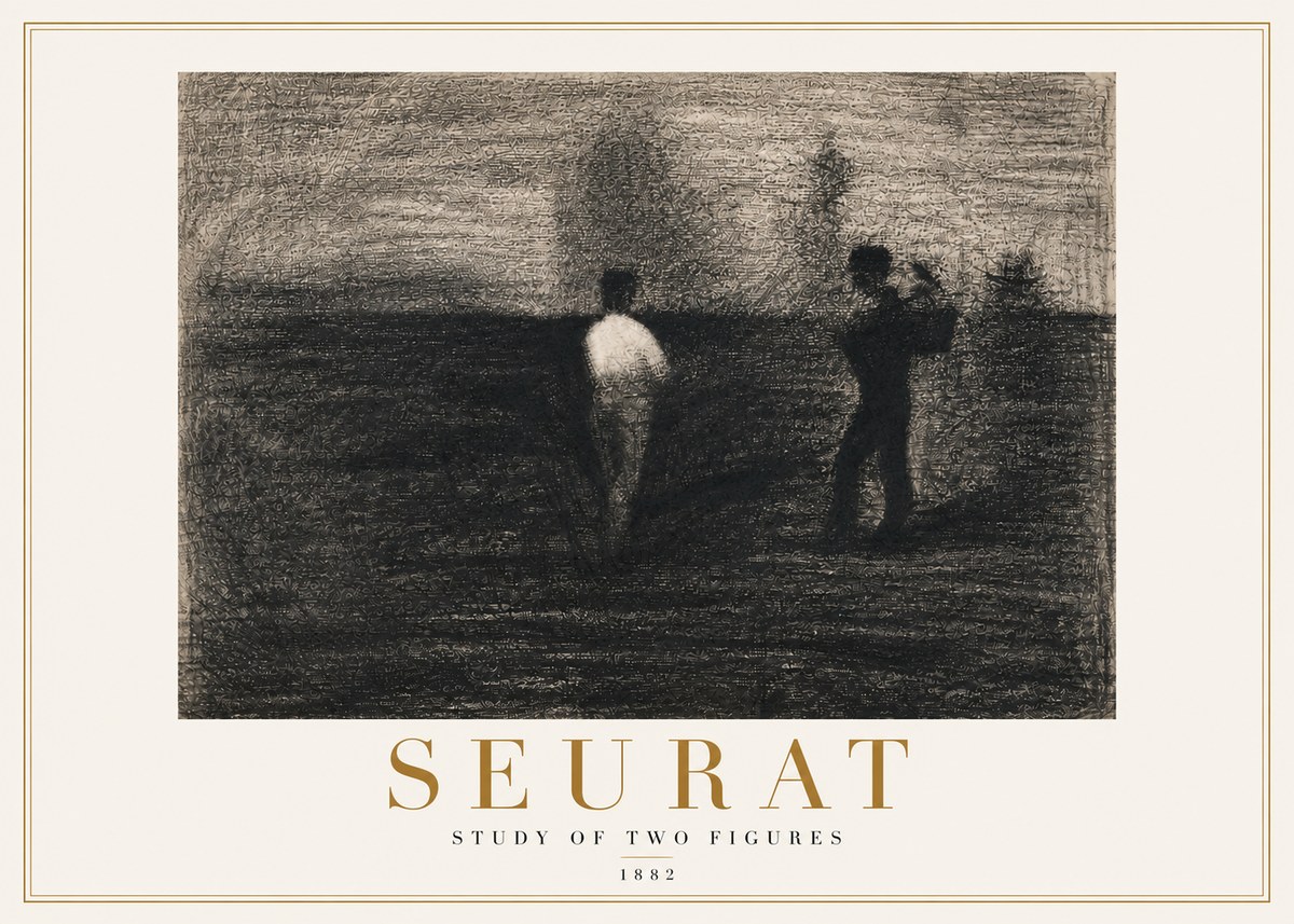 Seurat Study of Two Figures No4 - Affiche