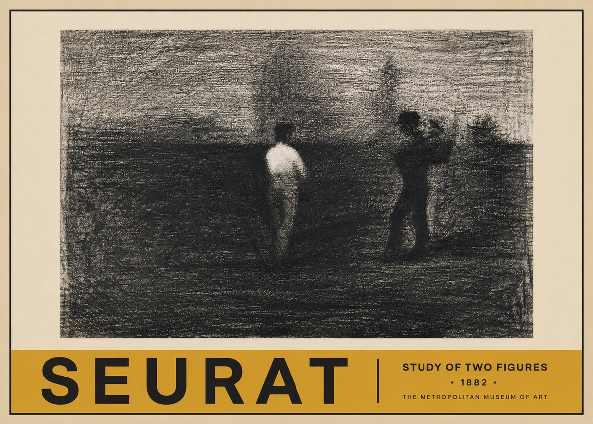 Seurat Study of Two Figures No5 - Affiche