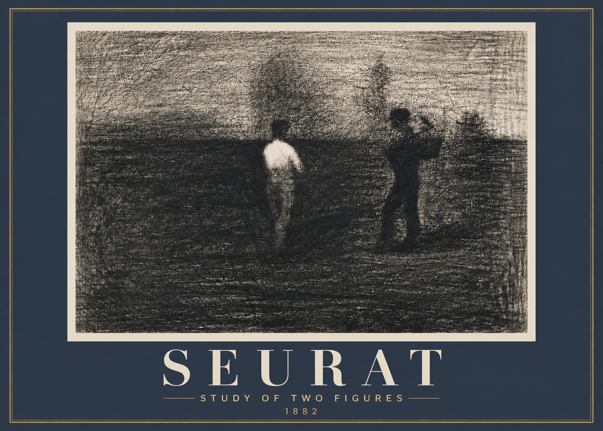 Seurat Study of Two Figures No6 - Affiche