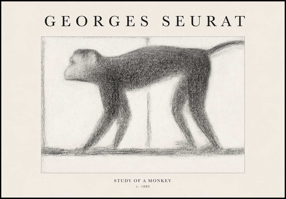 Seurat Study of a Monkey No1 - Affiche