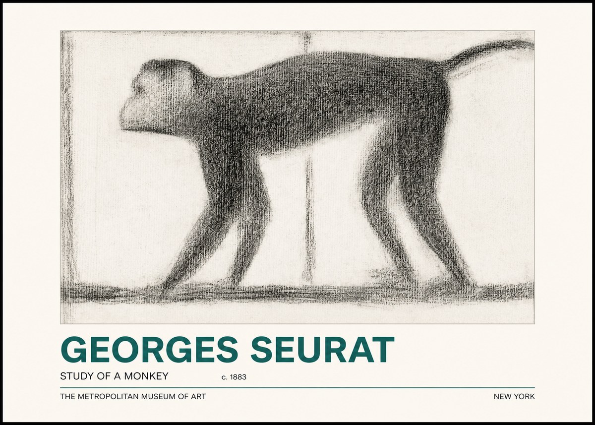 Seurat Study of a Monkey No2 - Affiche