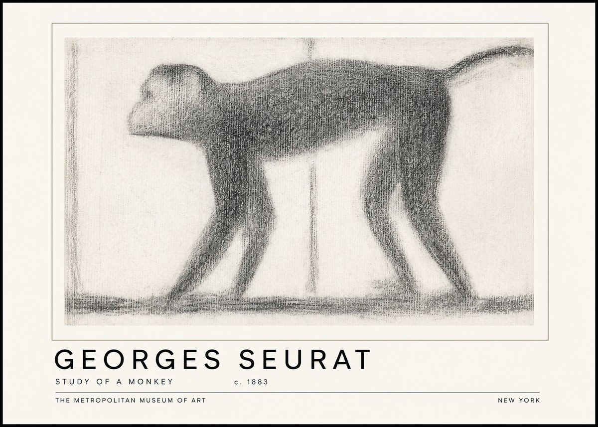Seurat Study of a Monkey No6 - Affiche