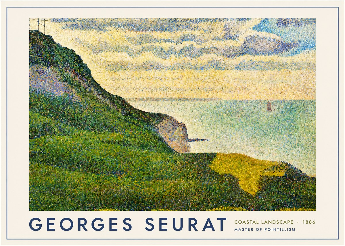 Seurat Coastal Landscape, 1886 No4 - Affiche