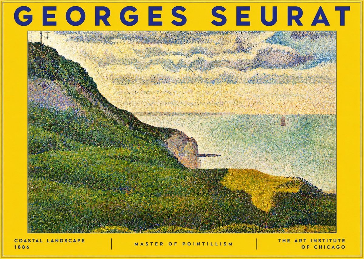 Seurat Coastal Landscape, 1886 No6 - Affiche