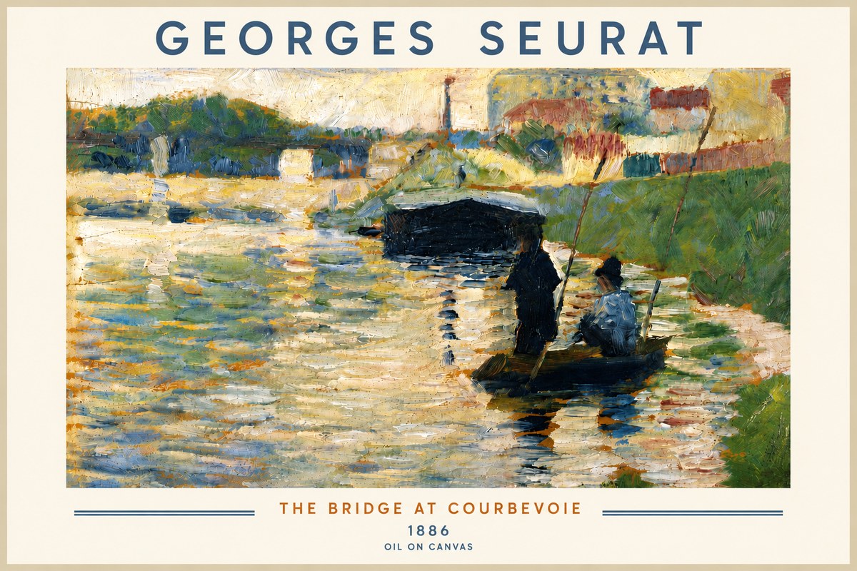 Seurat The Bridge at Courbevoie No6 - Affiche