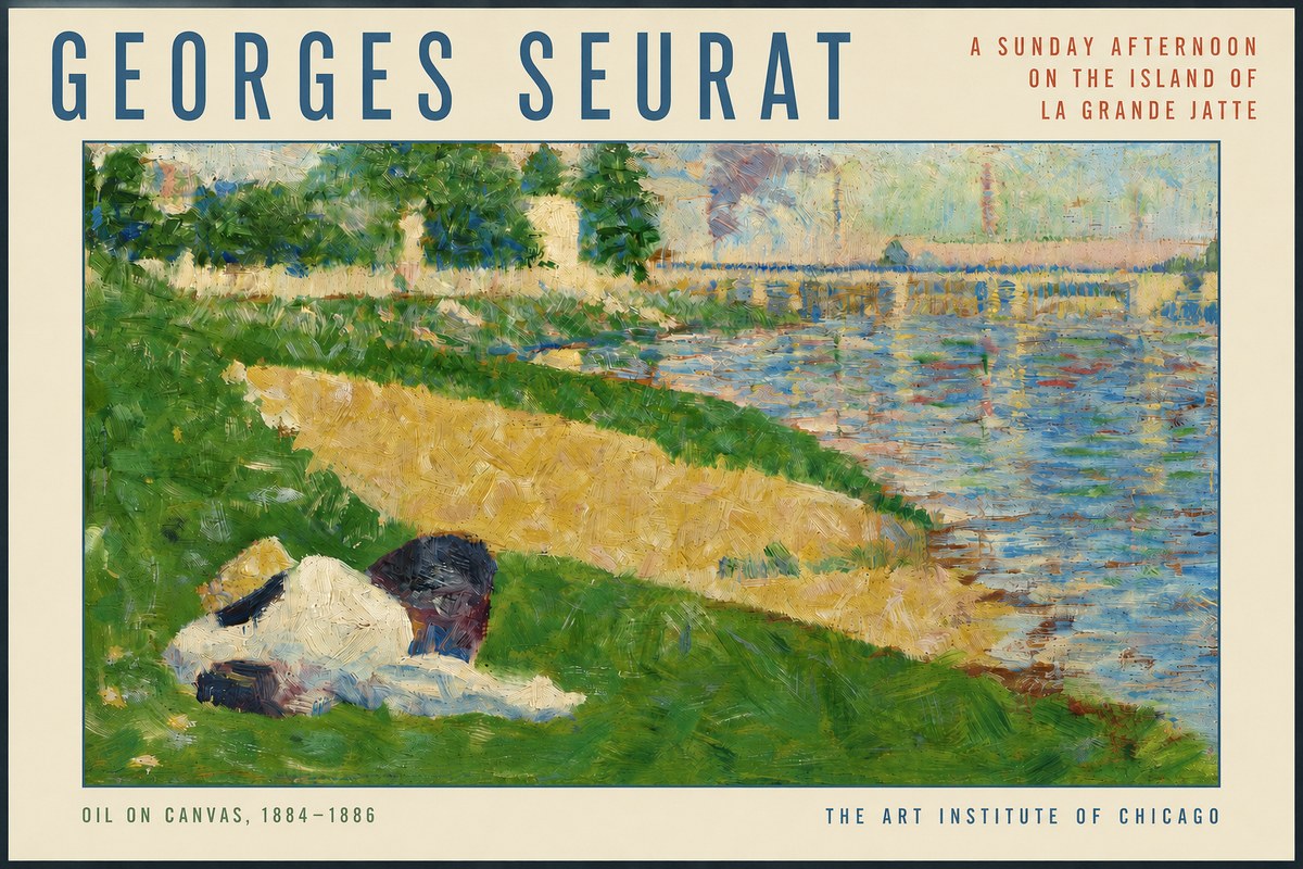Seurat A Sunday Afternoon on the Island of La Grande Jatte II No3 - Affiche