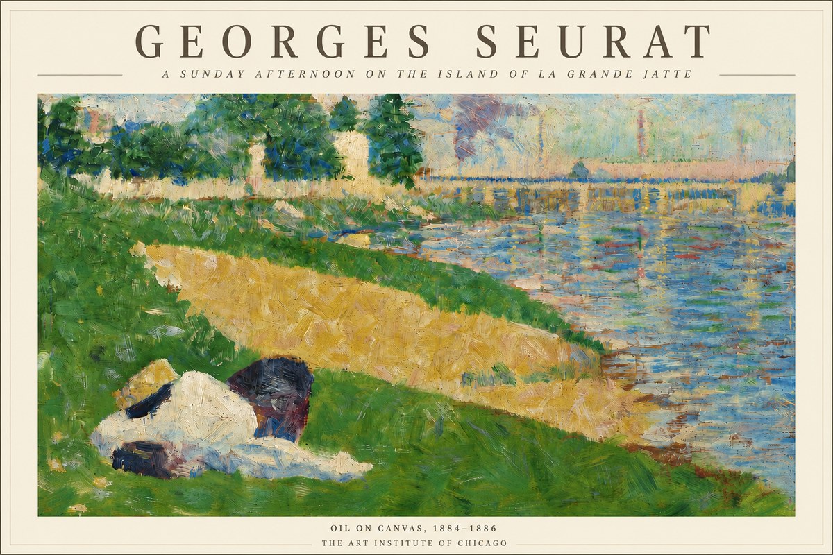 Seurat A Sunday Afternoon on the Island of La Grande Jatte II No4 - Affiche