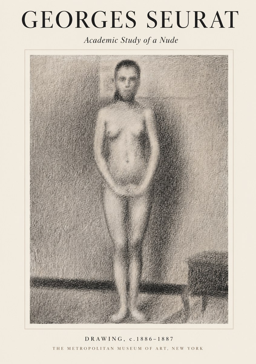 Seurat Academic Study of a Nude No1 - Affiche