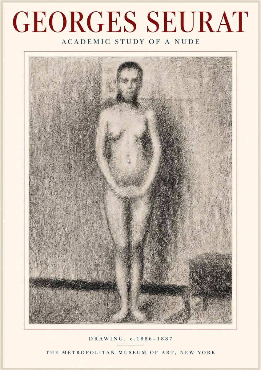 Seurat Academic Study of a Nude No3 - Affiche