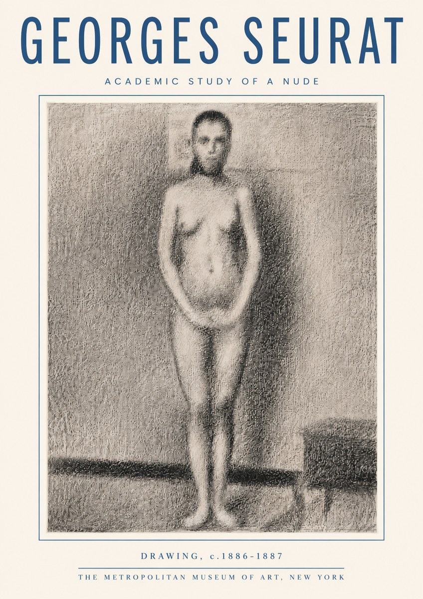 Seurat Academic Study of a Nude No5 - Affiche