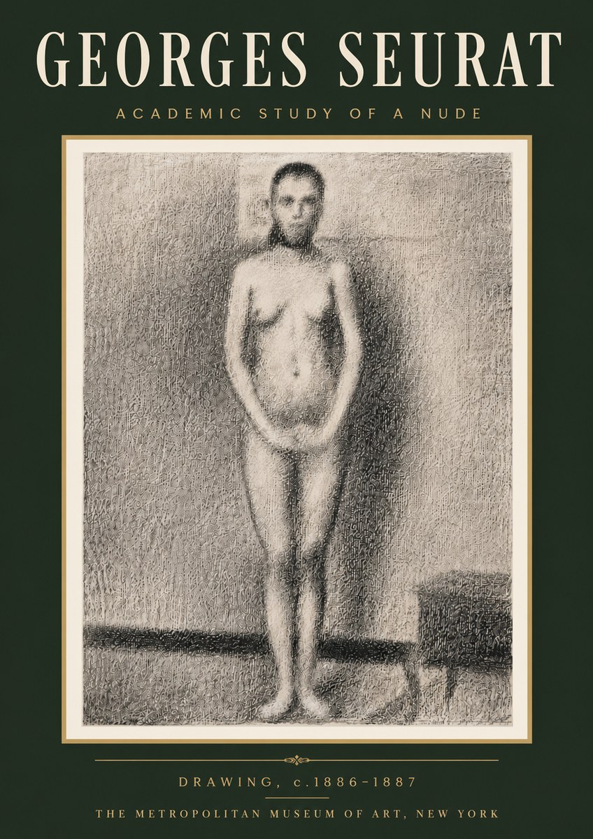 Seurat Academic Study of a Nude No6 - Affiche
