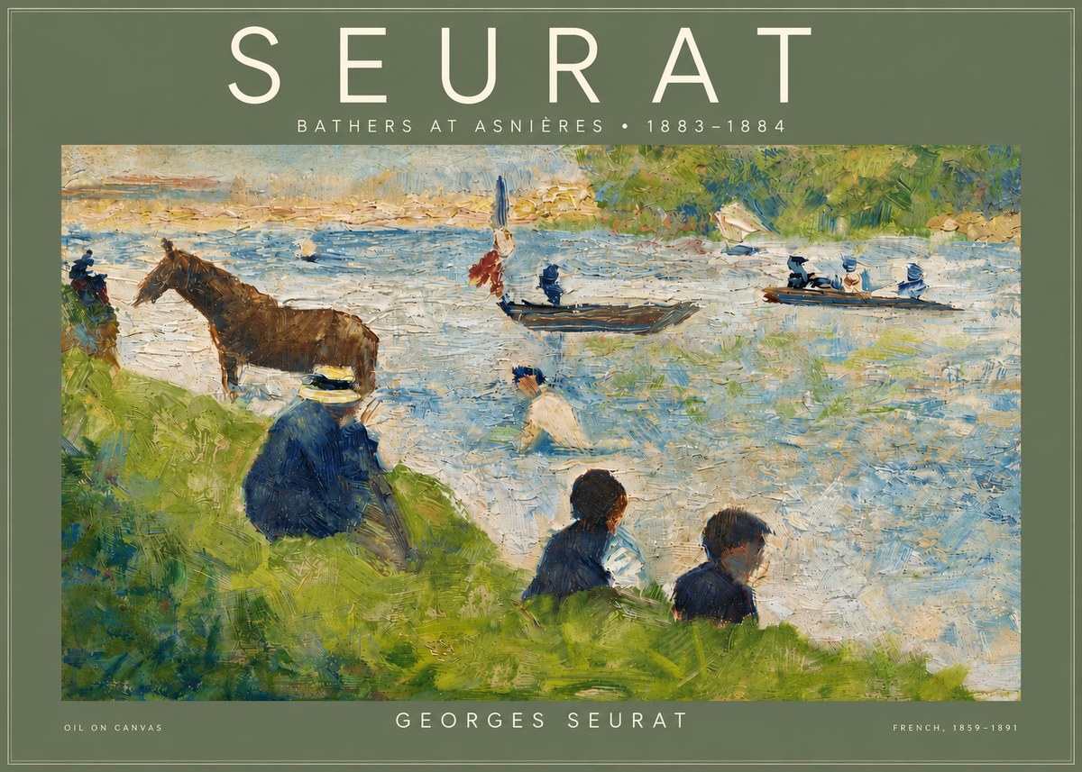 Seurat Bathers at Asnières II No4 - Affiche